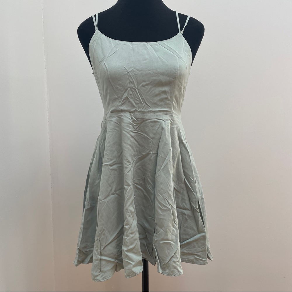 Forever 21- Sage Green Scoop Neck Mini Dress Size Small with Strappy Back Size S